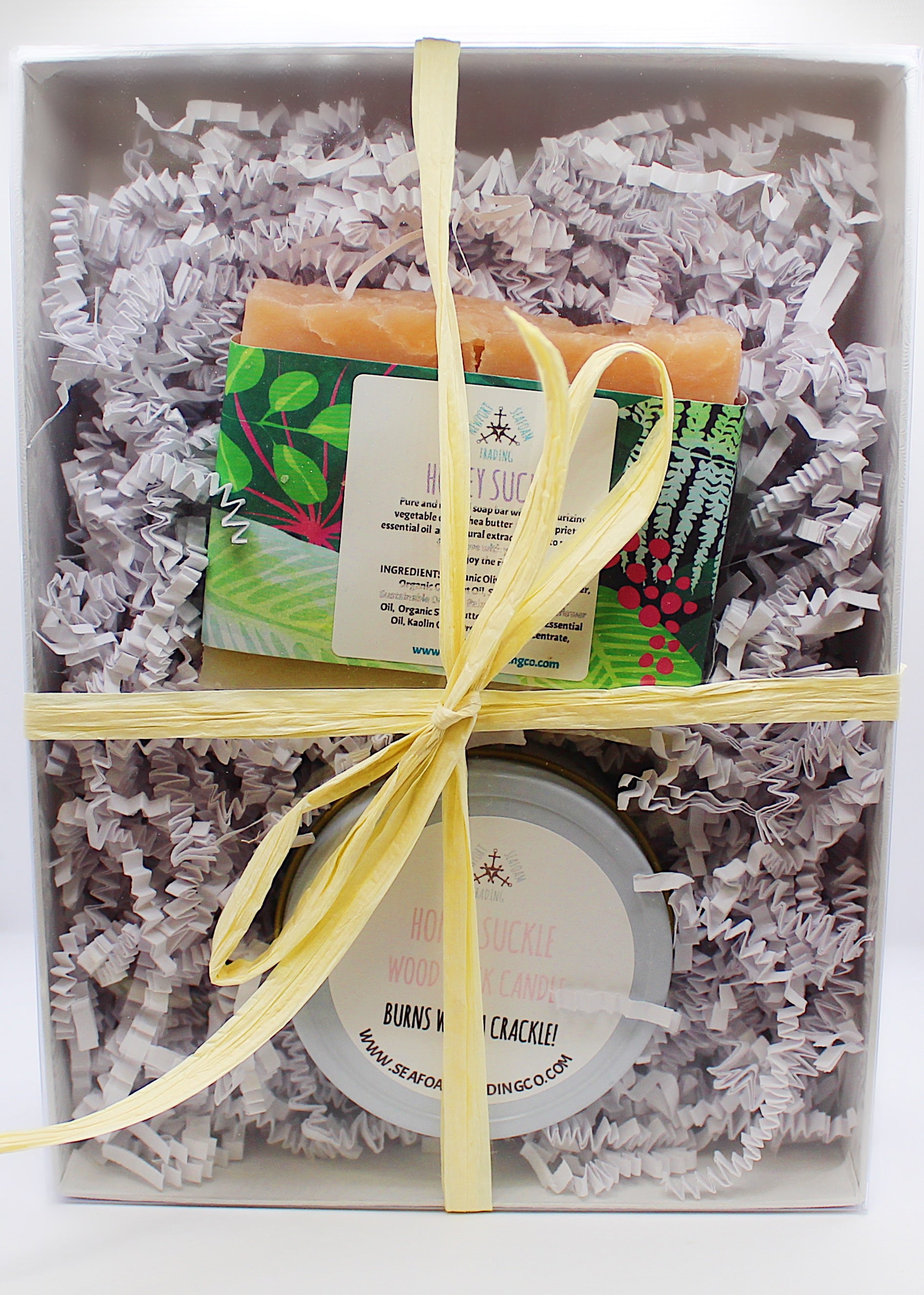 Honey Suckle Wooden Wick Candle and Soap Gift Set