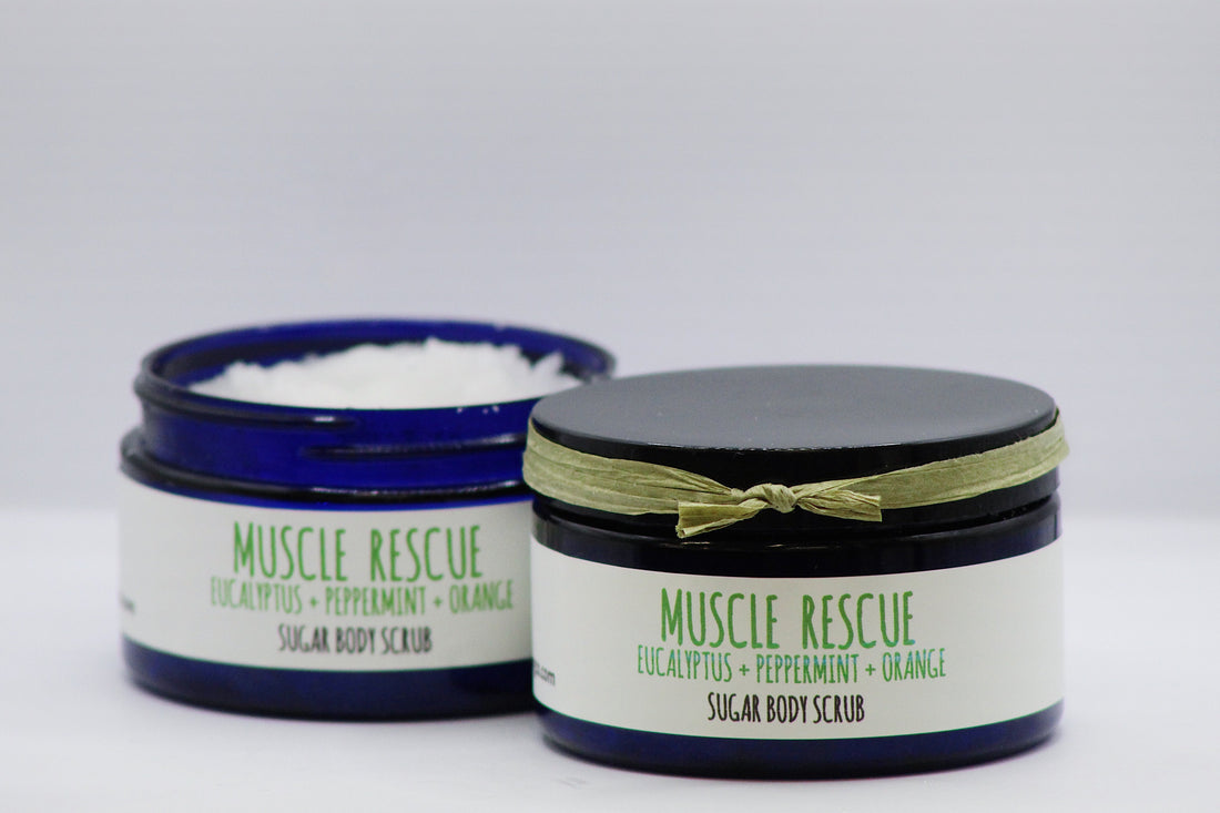 Muscle Rescue- Eucalyptus + Peppermint + Orange  Organic Handmade Sugar Scrub