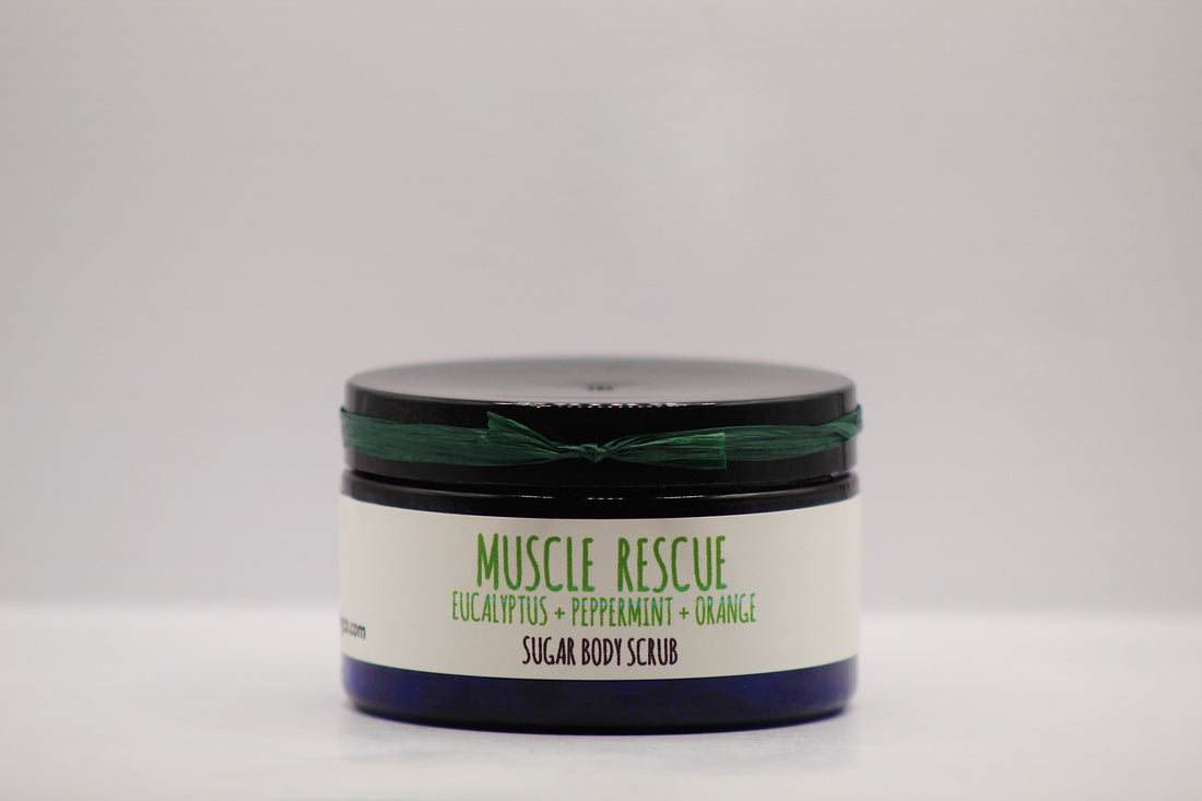 Muscle Rescue- Eucalyptus + Peppermint + Orange  Organic Handmade Sugar Scrub