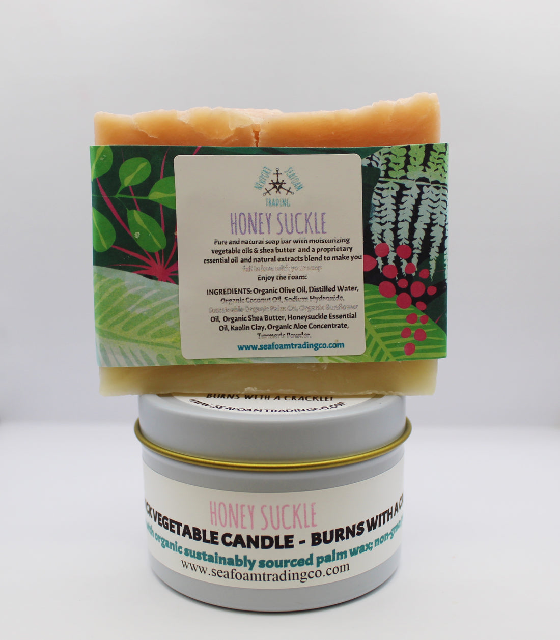 Honey Suckle  Wooden Wick Candle and Soap Gift Set