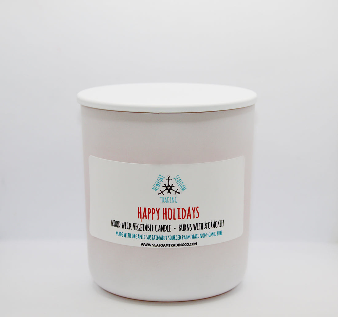 Happy Holidays Organic Wood Wick Candle