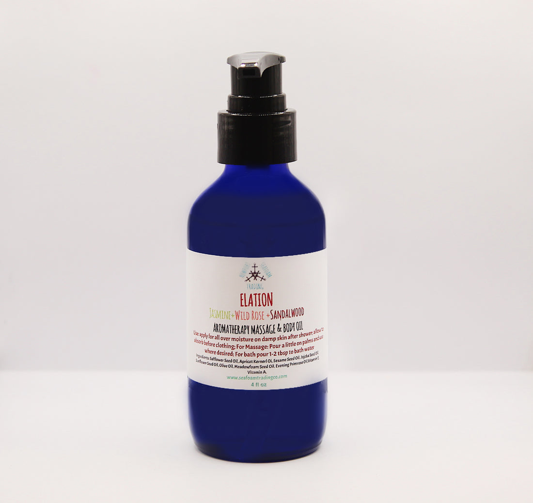 Elation - Jasmine, Wild Rose + Sandalwood Organic Handmade Massage and Body OIl