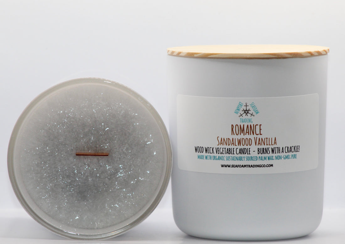 Romance (Sandalwood Vanilla) Organic Wood Wick Candle